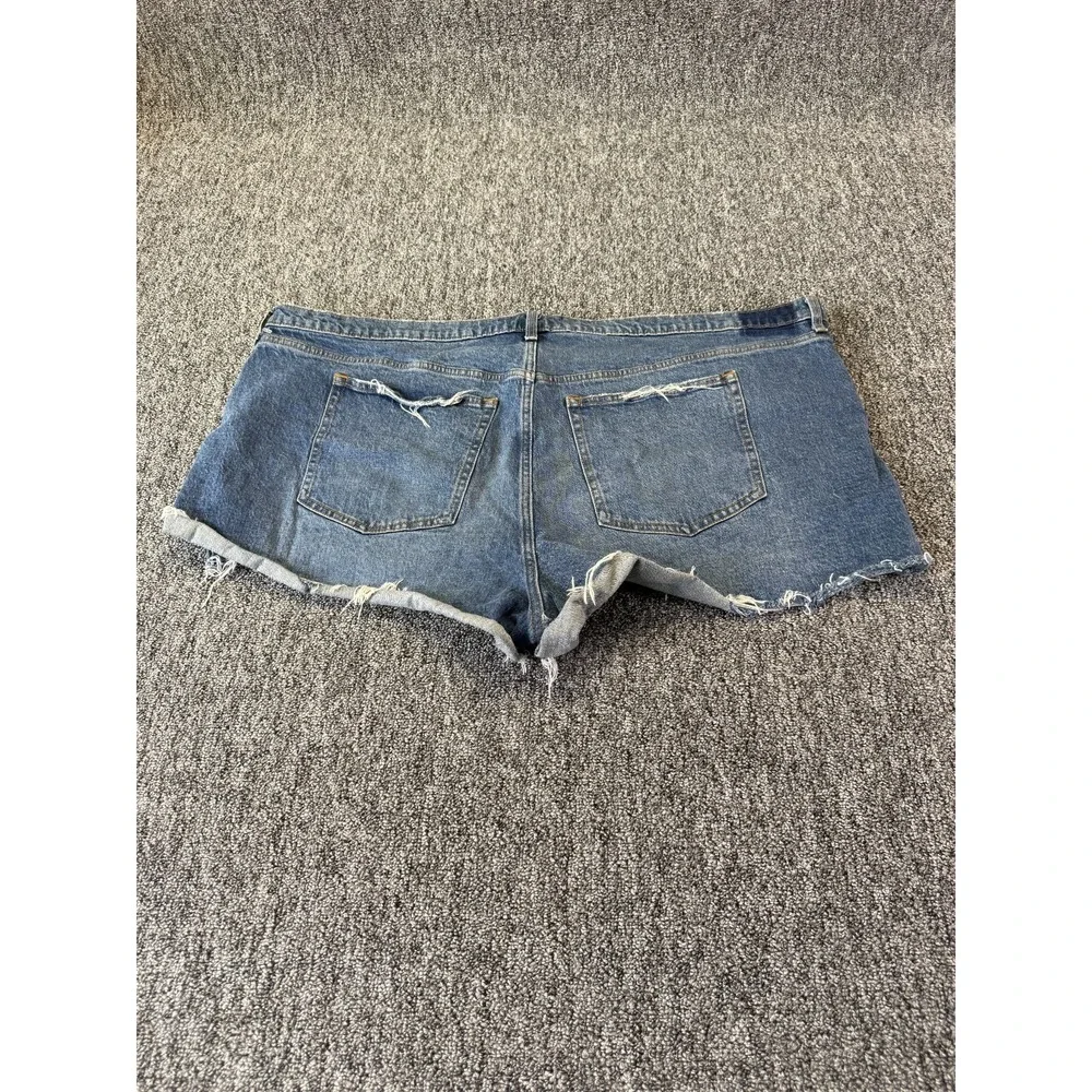 Abercrombie & Fitch The Dad Shorts Womens 24/37 Blue Denim Whiskering Raw Hem